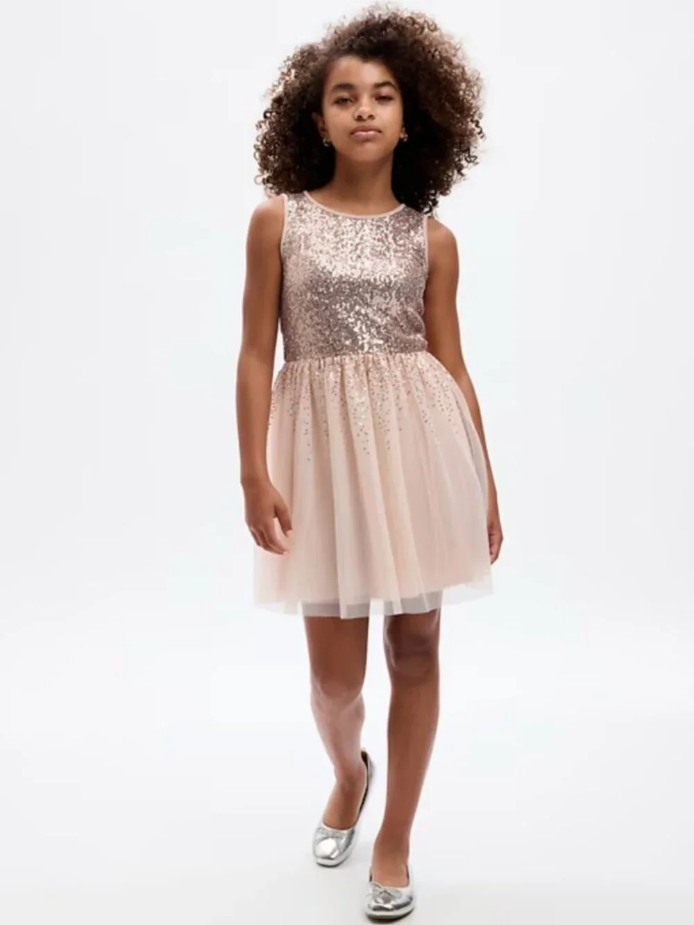 Gap Kids Blush Pink Sequin Tulle Sleeveless Dress Size M 8